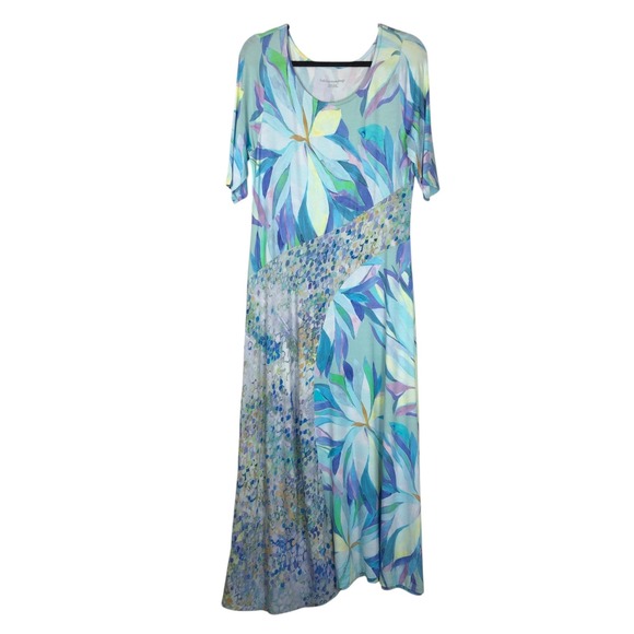 Soft Surroundings Womens Stella Watercolor Maxi Dress Size Lp Vacation Resort - Picture 2 of 11